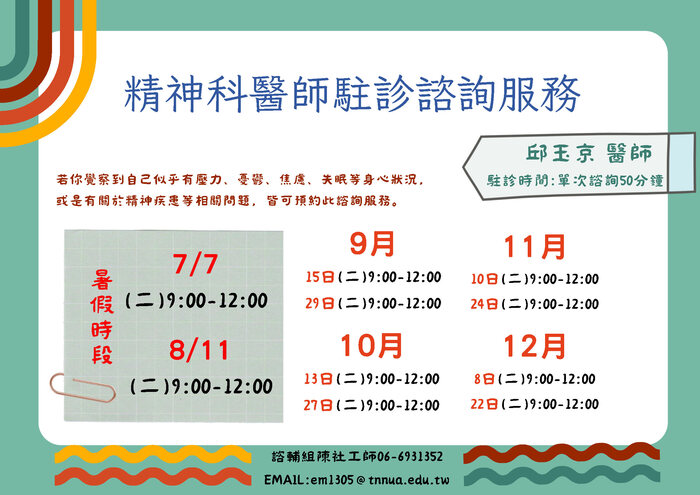115-1精神科醫師駐診資訊
